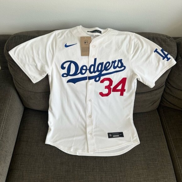 Nike Los Angeles Dodgers Fernando Valenzuela White Baseball Jersey Men’s Sz: M - Picture 1 of 7